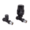 Essentials Black Straight Thermostatic Radiator Valves (Pair)