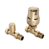 Essentials Brushed Brass Straight Thermostatic Radiator Valves (Pair)