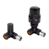 Essentials Black Corner Thermostatic Radiator Valves (Pair)