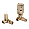 Essentials Brushed Brass Corner Thermostatic Radiator Valves (Pair)