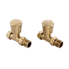 Essentials Brushed Brass Angled Manual Radiator Valves (Pair)