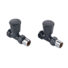 Essentials Anthracite Angled Manual Radiator Valves (Pair)