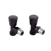 Essentials Black Straight Manual Radiator Valves (Pair)