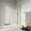 Arched Edge Brushed Brass Bath Screen 800mm x 1400 mm x 6mm