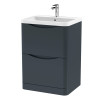 Nuie Lunar Soft Black 600mm Floor Standing 2 Drawer Unit & Polymarble Basin