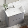 Nuie Lunar Satin Grey 800mm Floor Standing 2 Drawer Unit & Polymarble Basin