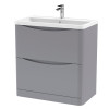 Nuie Lunar Satin Grey 800mm Floor Standing 2 Drawer Unit & Polymarble Basin