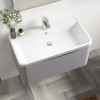 Nuie Lunar Satin Grey 800mm Wall Hung 1 Drawer Vanity Unit & Polymarble Basin