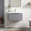 Nuie Lunar Satin Grey 800mm Wall Hung 1 Drawer Vanity Unit & Polymarble Basin