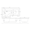 Matrix L-Shape 1700mm Shower Bath, Front Panel & Deluxe Screen - Right Hand