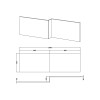 Charcoal Black 1700mm Square Shower Bath Front Panel