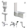 Nuie Melbourne 1700mm P-Shape Shower Bath Package Left Hand