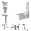 Nuie Melbourne 1700mm P-Shape Shower Bath Package Right Hand