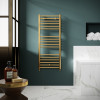 Nuie Lorica 1200mm x 500mm Brushed Brass Round Straight Towel Radiator