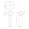 Olympus 550mm Basin & Full Pedestal - 1 Tap Hole