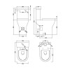 Nuie Freya Rimless Comfort Height Close Coupled Modern Toilet with Push Button Cistern & Soft Close Toilet Seat