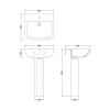 Ava 545mm Basin & Full Pedestal - 1 Tap Hole