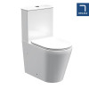 Nuie Freya Rimless Fully Back to Wall Close Coupled Modern Toilet with Push Button Cistern & Soft Close Toilet Seat