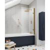 Nuie Pacific Brushed Brass Square Hinged Bath Screen
