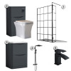 Nuie Black Fraimed 1700mm x 700mm Walk-In Rectangluar Complete Shower Enclosure Package