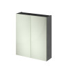 Anthracite Woodgrain 600mm Mirror Cabinet 50/50 Split (180mm Deep)