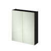 Charcoal Black 600mm Mirror Cabinet 50/50 Split (180mm Deep)