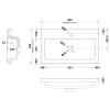 Monte Carlo 600mm Polymarble Rear Tap Basin - 1 Tap Hole