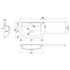 1000mm L Shape Polymarble Basin - Left Hand