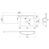 1000mm L Shape Polymarble Basin - Right Hand