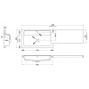 1200mm L Shape Polymarble Basin - Left Hand