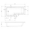 Nuie L-Shape 1700mm Shower Bath, Front Panel & Fixed Screen - Left Hand