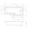 Nuie L-Shape 1700mm Shower Bath, Front Panel & Fixed Screen - Right Hand