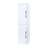 Roma 350mm x 1400mm White Gloss Wall Mounted Cabinet (Matt Black Handles)