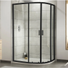 Kristal Matt Black 1000 x 800 Offset Quadrant Shower Enclosure, Tray & Waste - Right Hand