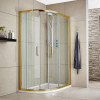 Kristal Brushed Brass 1200 x 900 Offset Quadrant Shower Enclosure, Tray & Waste - Left Hand