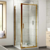 Kristal Brushed Brass 900mm Pivot Door & 900mm Side Panel Enclosure Package With Tray & Waste