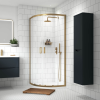 Kristal Brushed Brass 800mm Quadrant Shower Enclosure, Tray & Waste