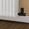 Round Matt Black Straight Radiator Valves (Pair)