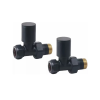 Round Matt Black Straight Radiator Valves (Pair)