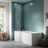 Nuie P-Shape 1700mm Shower Bath, Front Panel & Screen - Right Hand