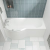 Nuie P-Shape 1700mm Shower Bath, Front Panel & Screen - Right Hand