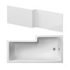 Nuie L-Shape 1700mm Shower Bath, Front Panel & Fixed Screen - Left Hand