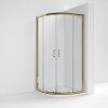 Kristal Brushed Brass Quadrant Shower Cubicle 900mm x 900mm Double Door 6mm Glass (1900mm)