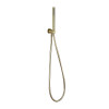 Round Brushed Brass Shower Handset, PVC Hose & Wall Bracket with Integrated Wall Elbow