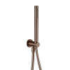 Round Brushed Bronze Shower Handset, PVC Hose & Wall Bracket with Integrated Wall Elbow