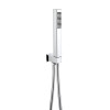 Square Chrome Shower Handset, PVC Hose & Wall Bracket with Integrated Wall Elbow