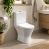 Olympus Rimless Comfort Height Close Coupled Modern Toilet with Push Button Cistern & Soft Close Toilet Seat
