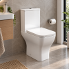 Pro Comfort Height Square Close Coupled Modern Toilet with Push Button Cistern & Soft Close Toilet Seat
