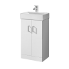 Cloakroom 450mm White Gloss Floor Standing Cabinet & Basin - 1 Tap Hole