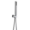 Round Chrome Shower Handset, PVC Hose & Wall Bracket with Integrated Wall Elbow